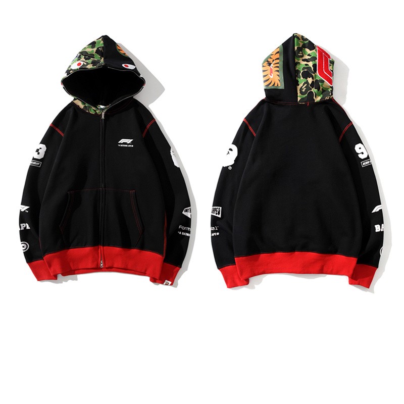 F1 x Bape Union Hoodie Black Red M~2XL B15XC6625